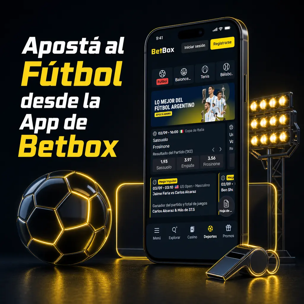 Apostá al fútbol desde la app de Betbox: descargá, registrate, cargá saldo y confirmá tu apuesta fácilmente.