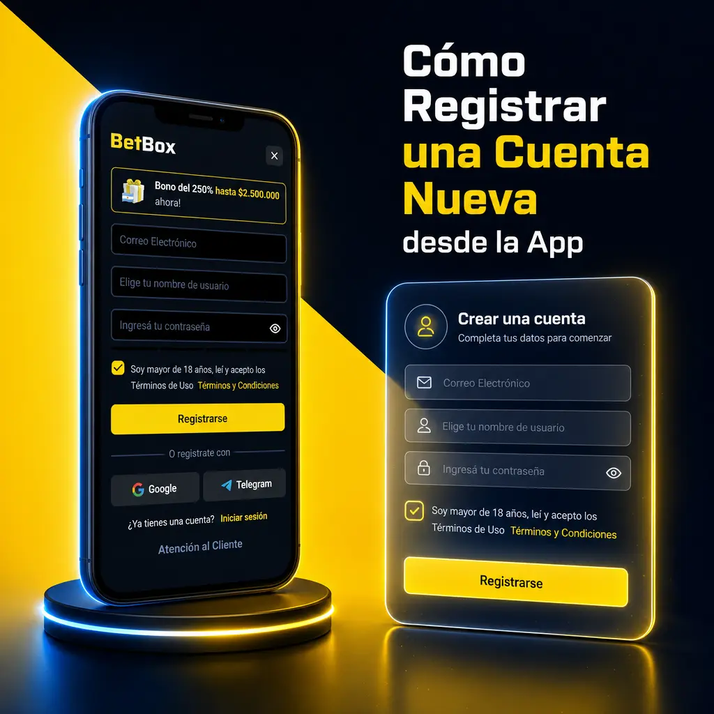 Pasos para registrar una cuenta nueva en la app de Betbox desde un celular en Argentina