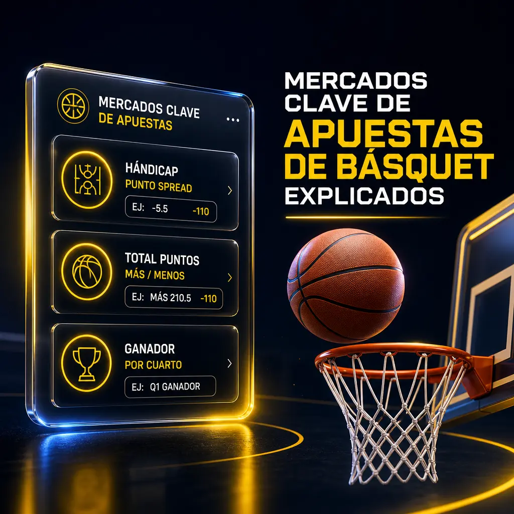 Mercados de apuestas de básquet en Betbox: spread, moneyline, totales, por cuarto, props de jugador y margen de victoria.