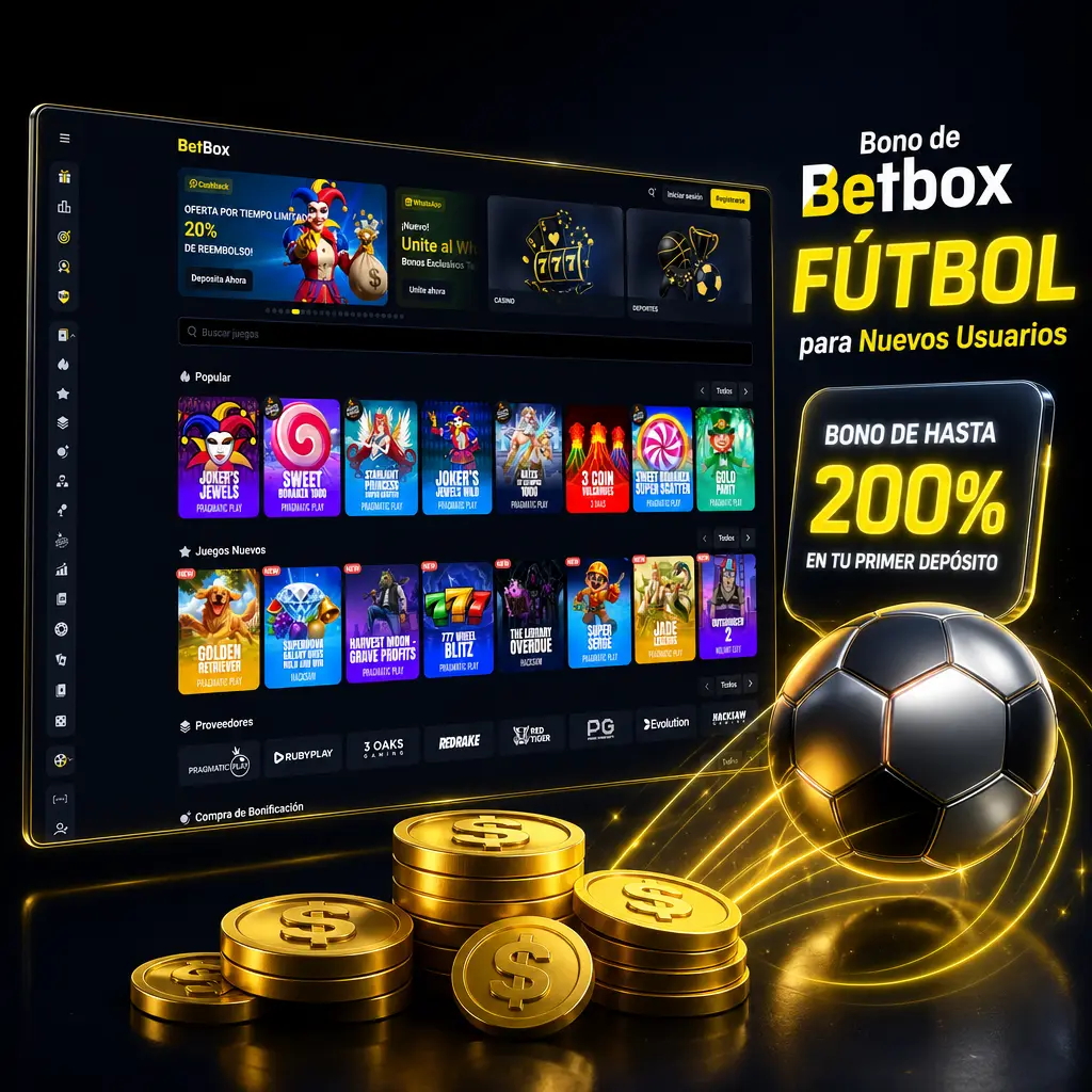 Bono deportivo Betbox para fútbol: 100% hasta 350.000 ARS en tu primer depósito deportivo