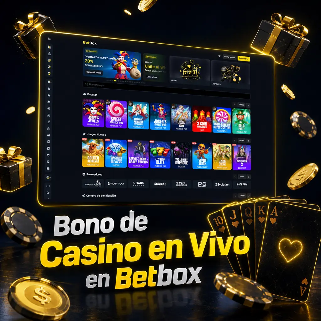 Bonos de Betbox para casino en vivo: 20% diario con el código LIVE20 y bono de bienvenida de 250%