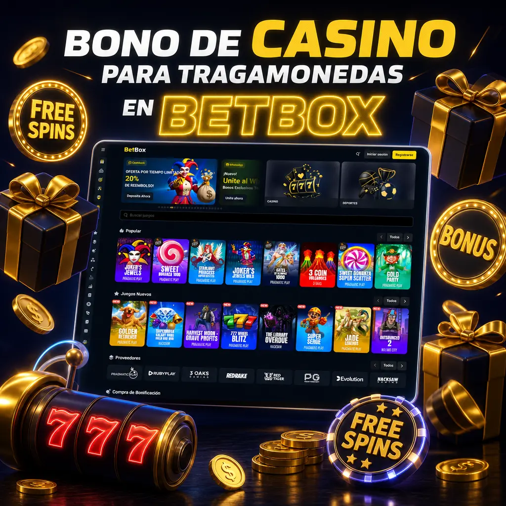 Bono de bienvenida Betbox para tragamonedas: 250% hasta 2.500.000 ARS y 75 giros gratis de Pragmatic Play