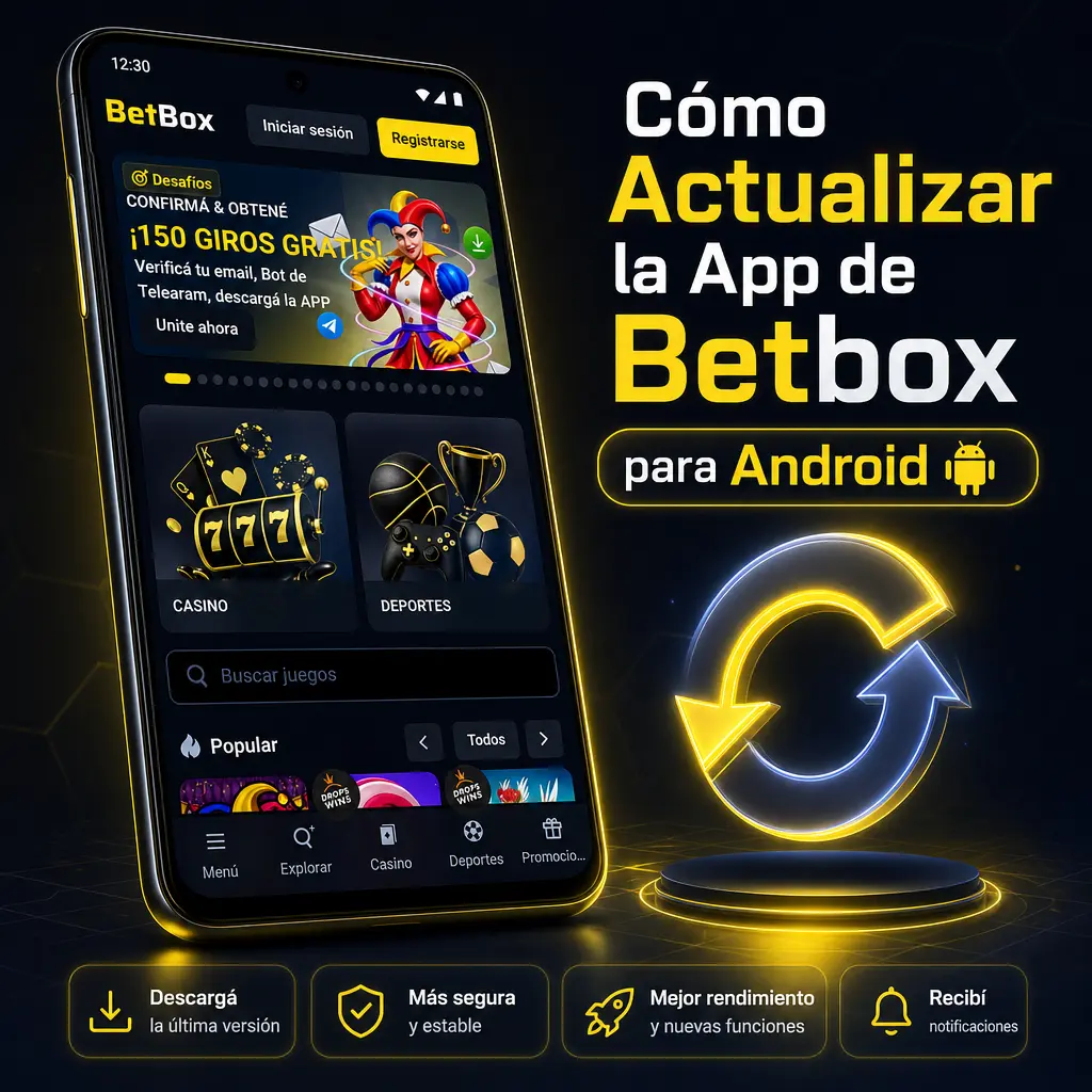 Pasos para actualizar la app de Betbox en el celular: revisar la web, descargar, instalar y reabrir la aplicación