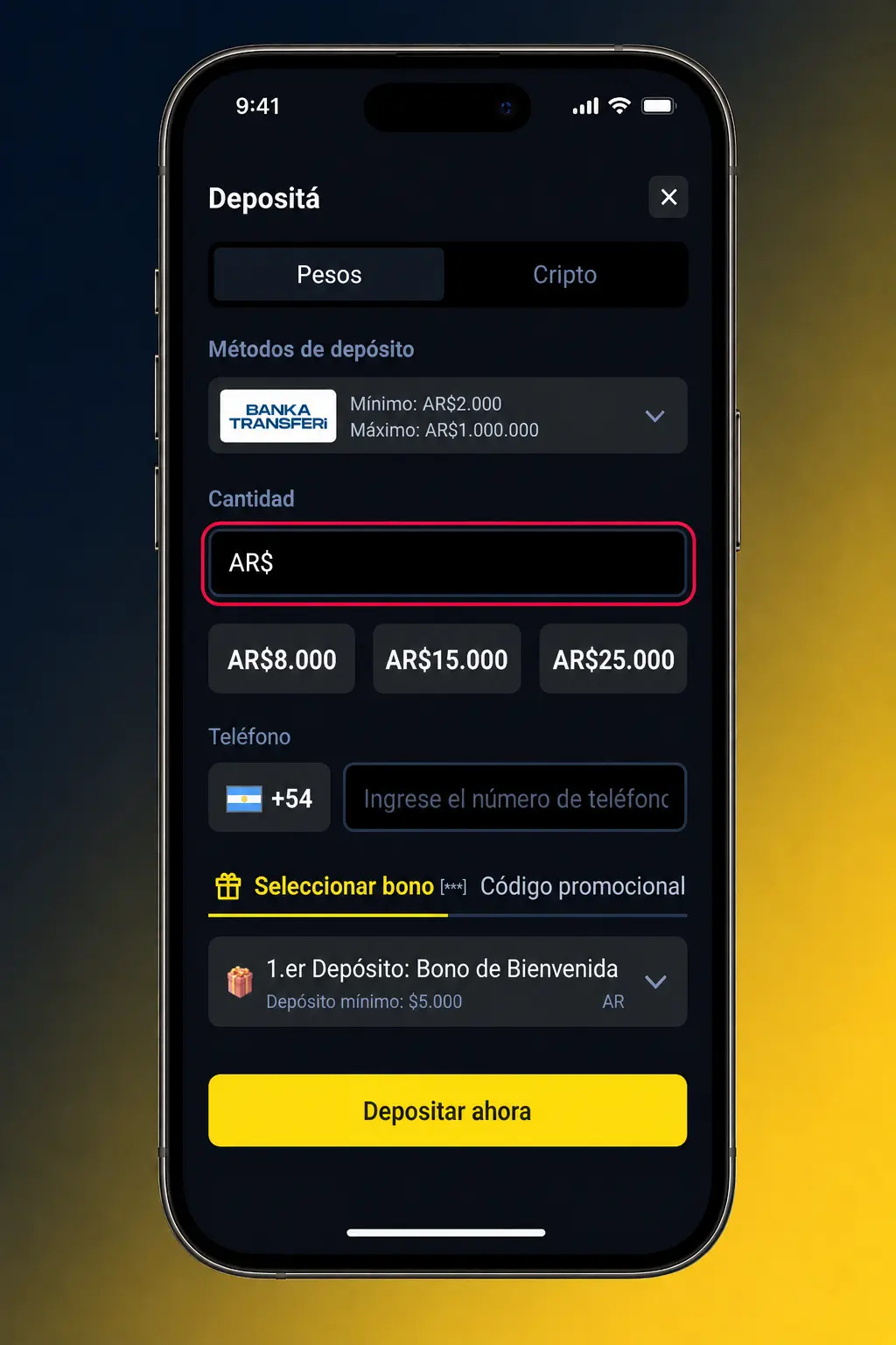 Pasos para depositar en Betbox Argentina: elegí método de pago, ingresá el monto y confirmá en el panel de Caja.