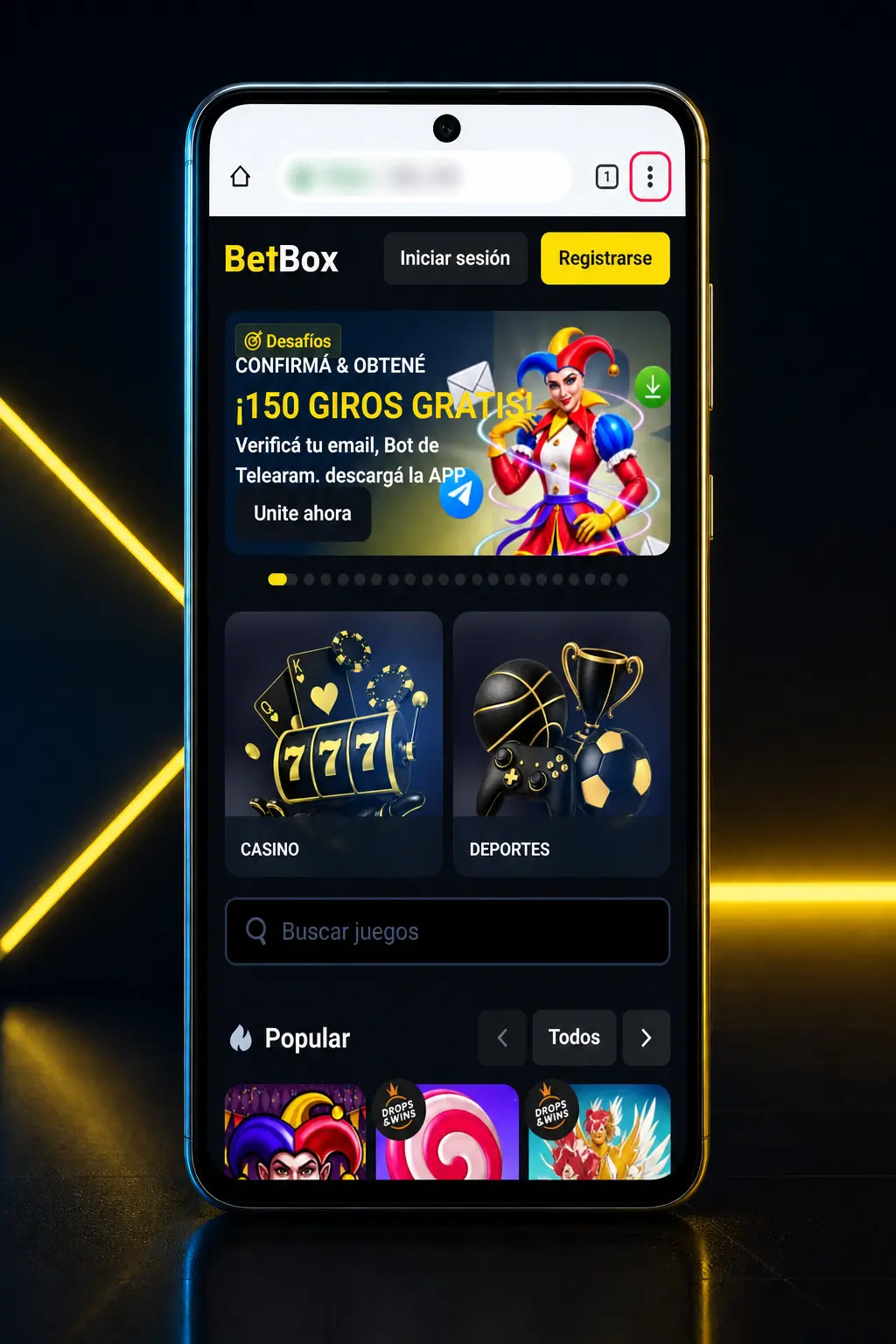 Captura con los pasos para descargar la app de Betbox en el celular