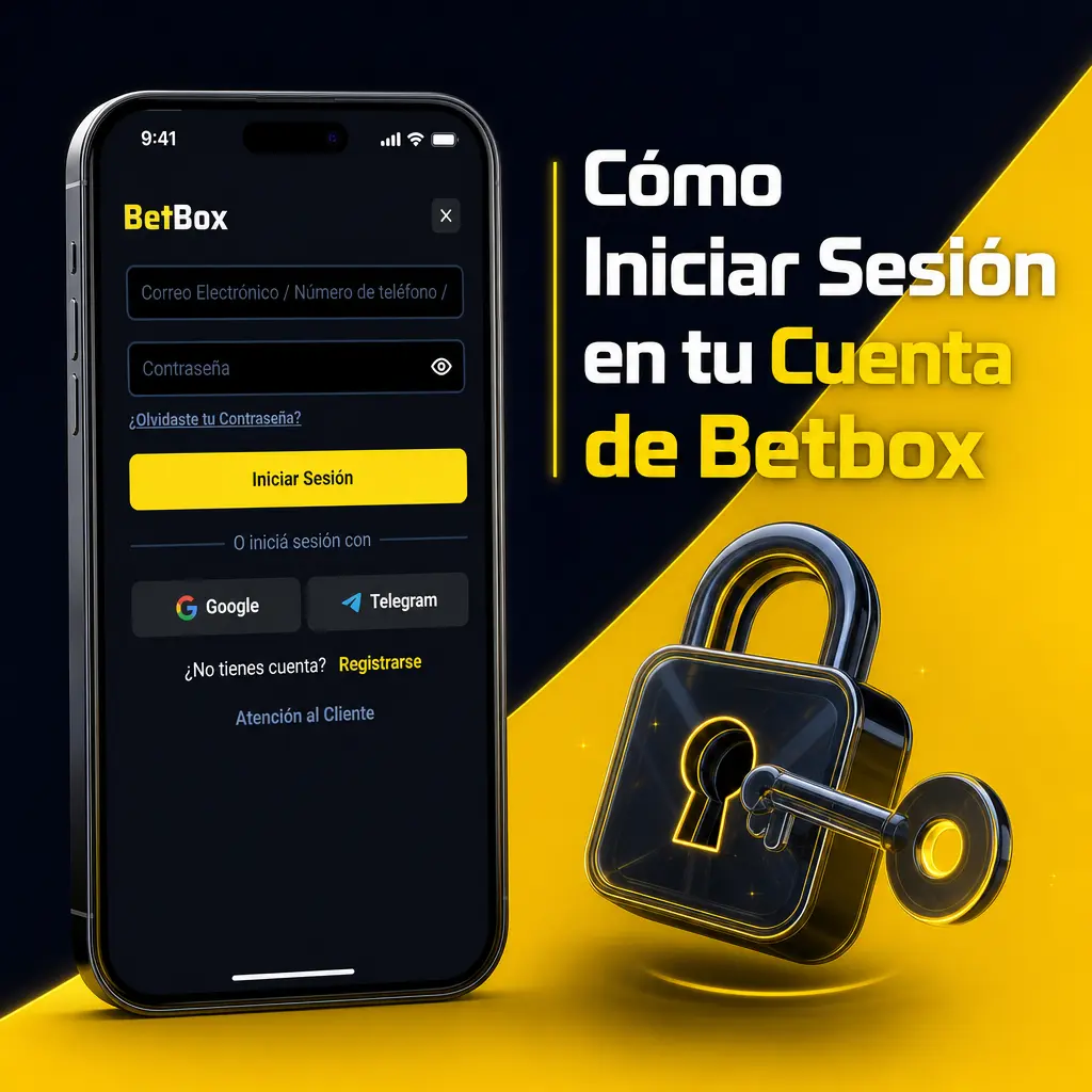 Pantalla de inicio de sesión en Betbox mostrando los campos para ingresar correo electrónico y contraseña.