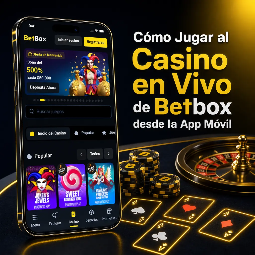 Guía para jugar al casino en vivo de Betbox desde la app móvil: ruleta, blackjack y baccarat en tiempo real.
