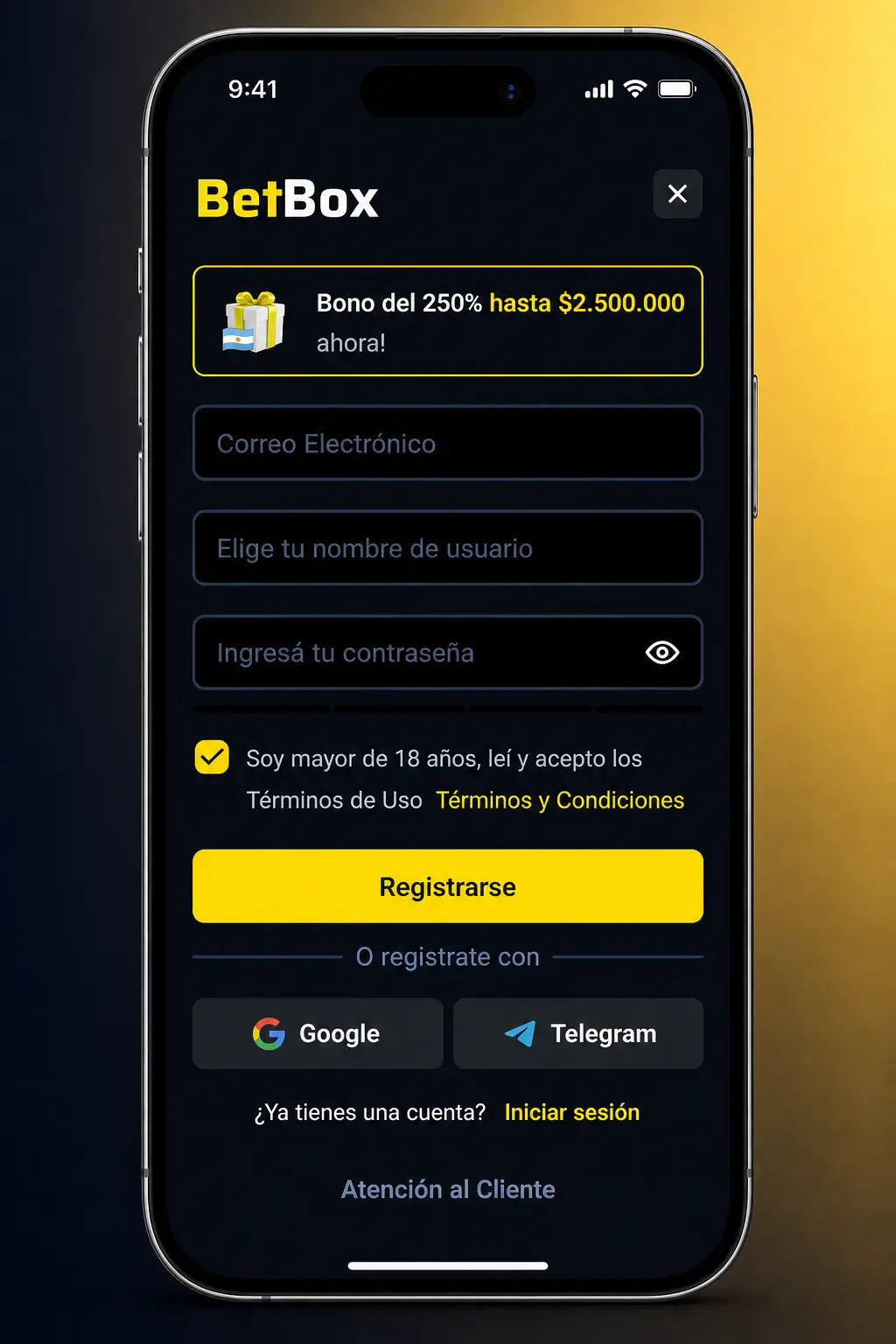 Captura de pantalla con los pasos para apostar en Betbox: iniciar sesión, elegir deporte, seleccionar cuota, ingresar monto y confirmar.